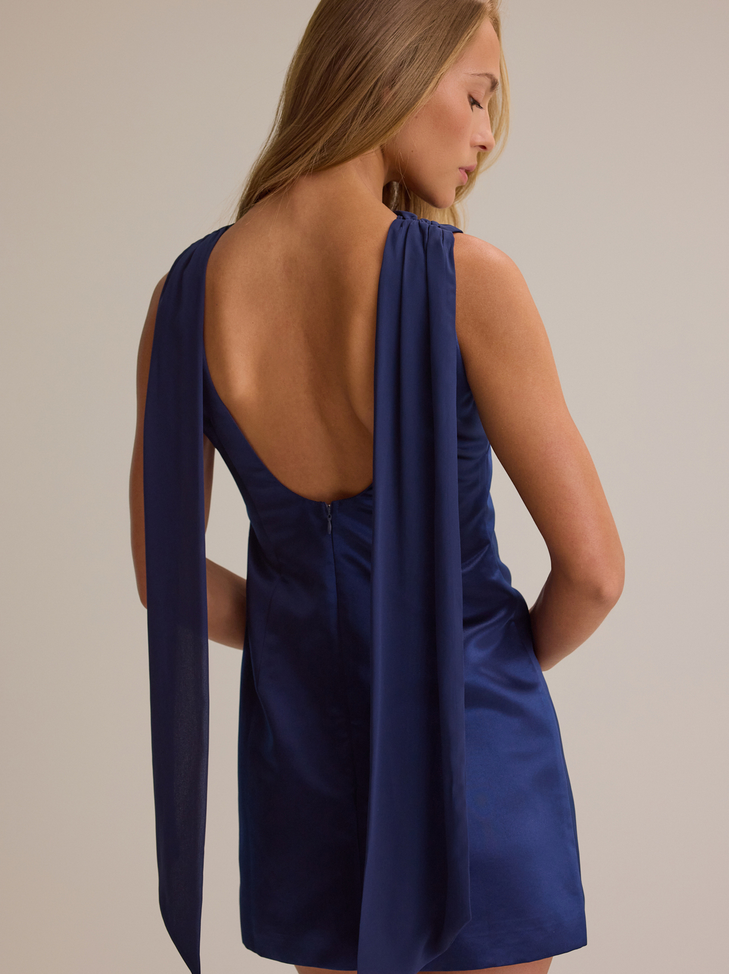 dark blue satin mini dress Tory Navy Strapless Satin Mini Dress - US 10