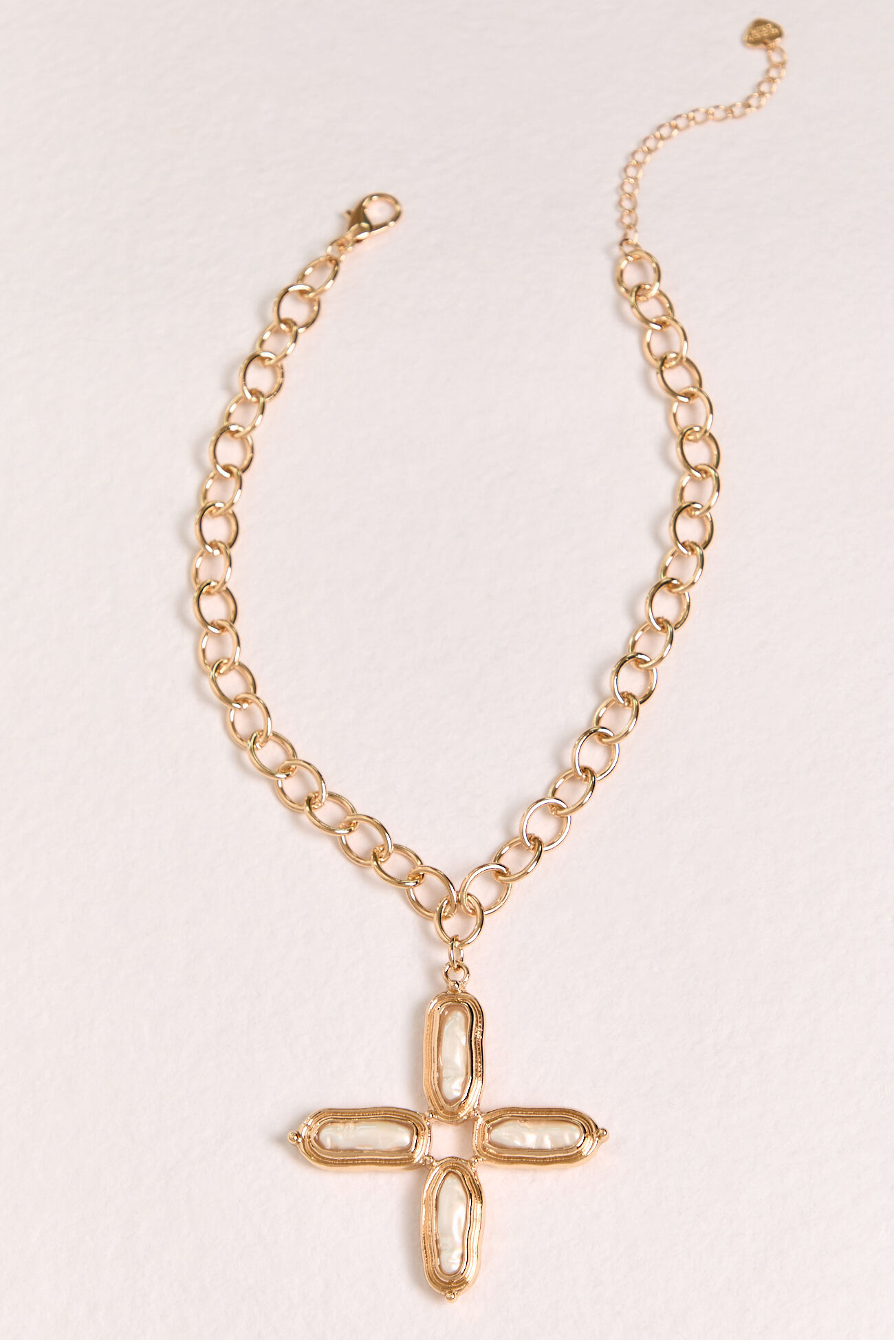 Gold Cross Pearl Necklace