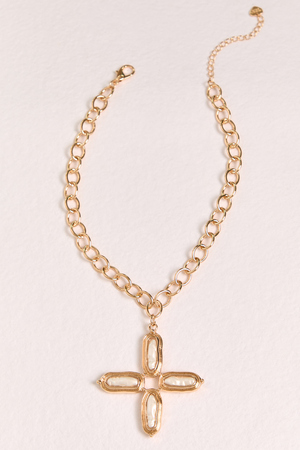 Gold Cross Pearl Necklace - Altar'd State - 