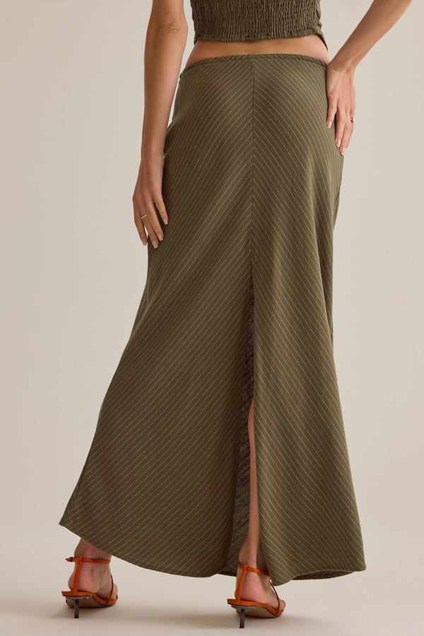 Merit Linen Stripe Midi Skirt Detail 4 - Altar'd State