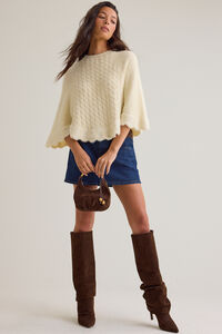 Carmen Cable Knit Poncho Sweater - Altar'd State