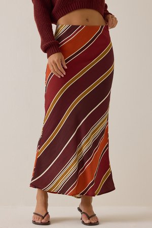 Asher Bias Stripe Midi Skirt - Altar'd State - 
