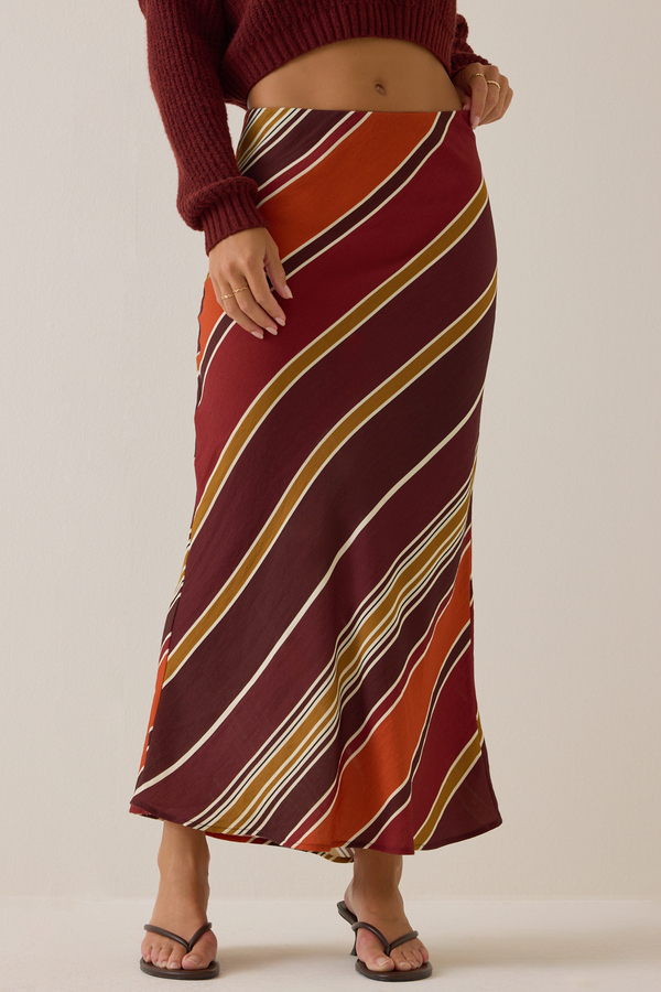 Asher Bias Stripe Midi Skirt Detail 4 - Altar'd State