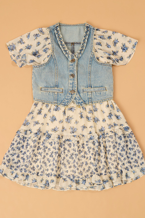Posey Floral Dress and Denim Vest - Altar'd State - 