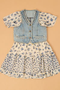 Posey Floral Dress and Denim Vest - Altar'd State