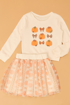 Lucille Pumpkin and Bow Skirt Toddler Set - Altar'd State