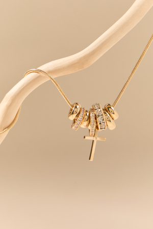 18K Gold Rondelle Cross Slider Necklace - Altar'd State - 