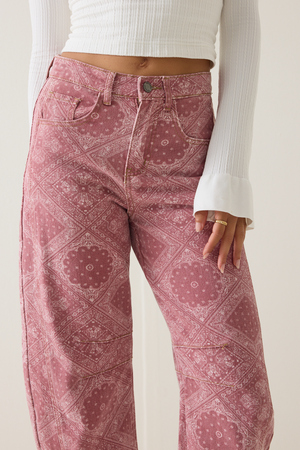 Kerstin High Rise Bandana Barrel Pants - Altar'd State