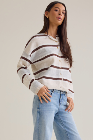 Toni Multi Stripe Button Cardigan - Altar'd State - 
