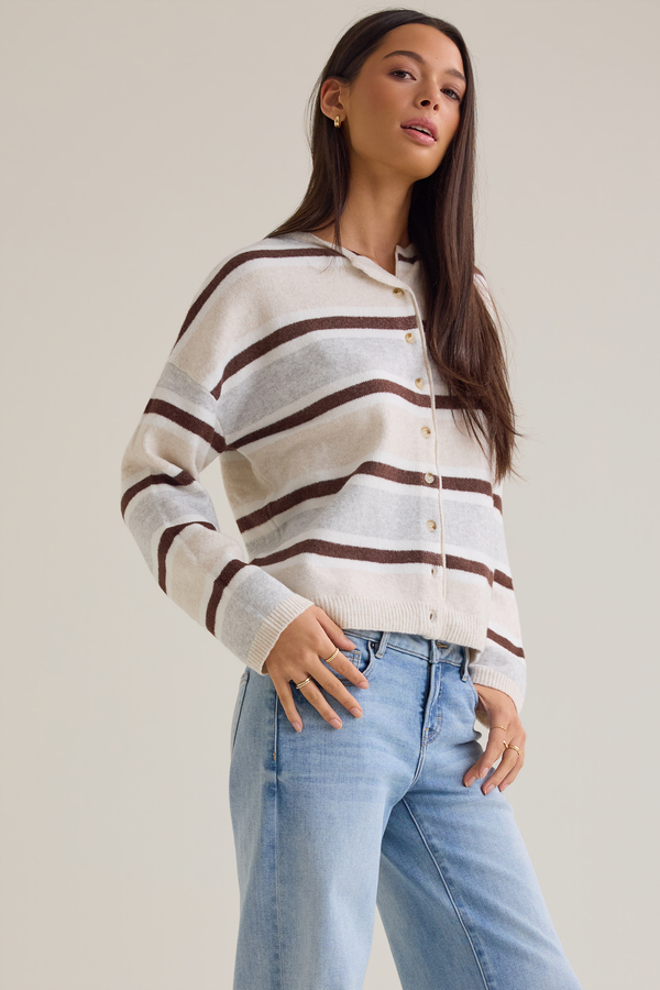 Toni Multi Stripe Button Cardigan Detail 3 - Altar'd State