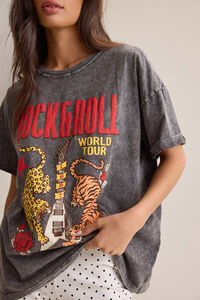 Rock N Roll Oversized Tee Detail 3 - Altar'd State
