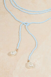 Blue Beaded Wrap Necklace With Pearls - Altar'd State