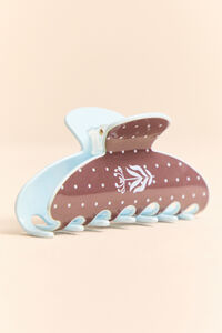 Brown Blue Polka Dot Claw Clip Detail 3 - Altar'd State