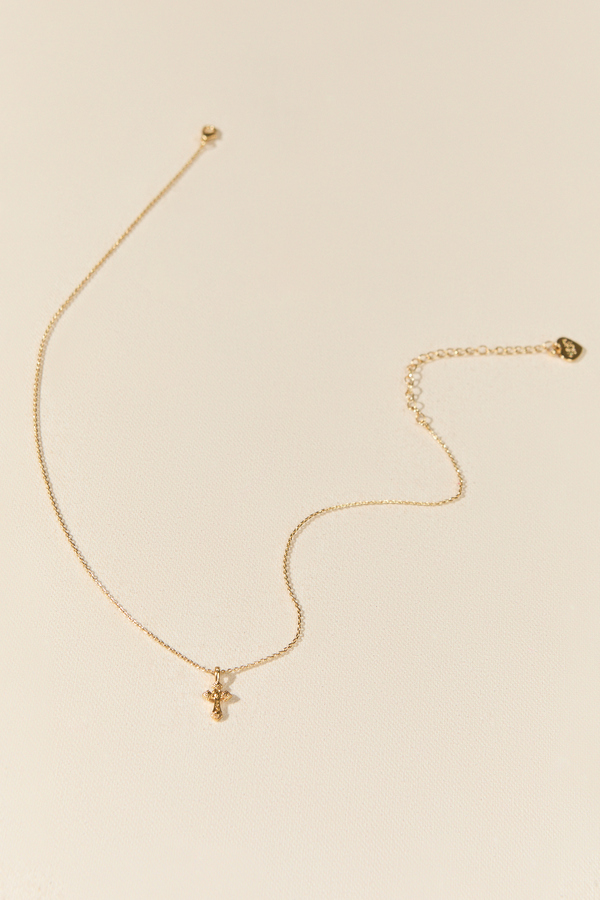 18K Gold Amen Cross Charm Necklace Detail 3 - Altar'd State