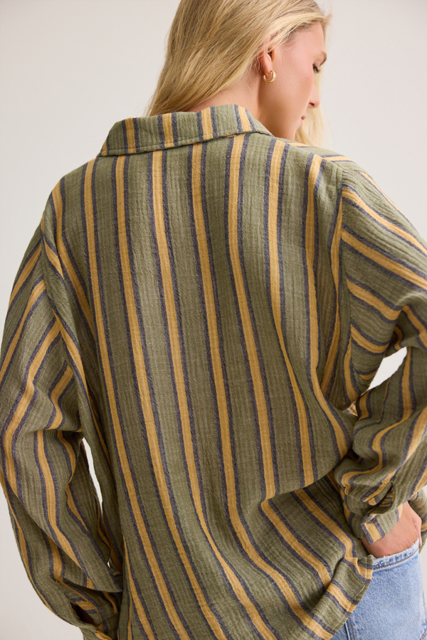 Vienna Striped Button Down Top Detail 5 - Altar'd State