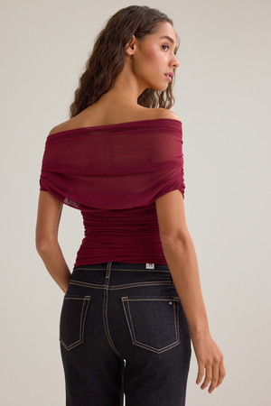 Sandy Off Shoulder Mesh Top - Altar'd State - 