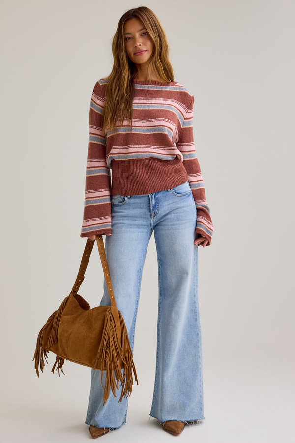 Tammy Stripe Off Shoulder Sweater Detail 2 - Altar'd State