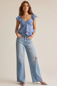 Cressida Flutter Sleeve Babydoll Top Detail 4 - Altar'd State