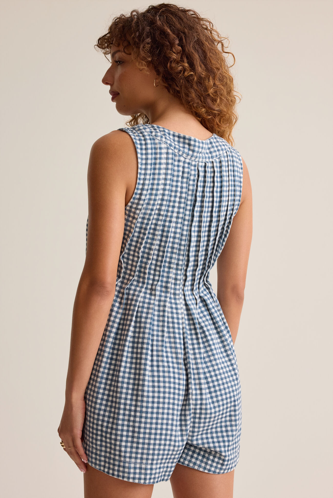 Evie Gingham Denim Romper
