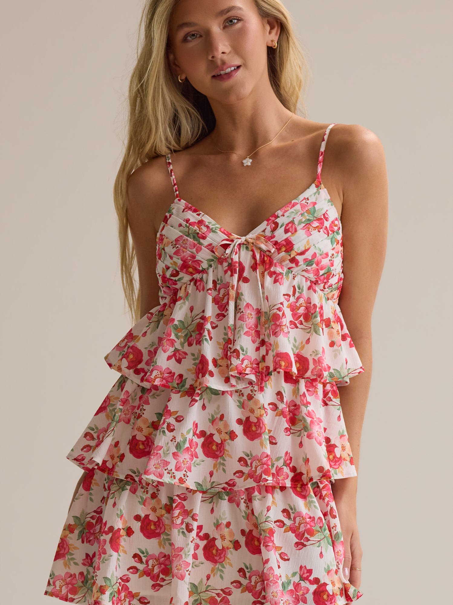 Poppy Mini Dress in Ivory & Pink | Altar'd State