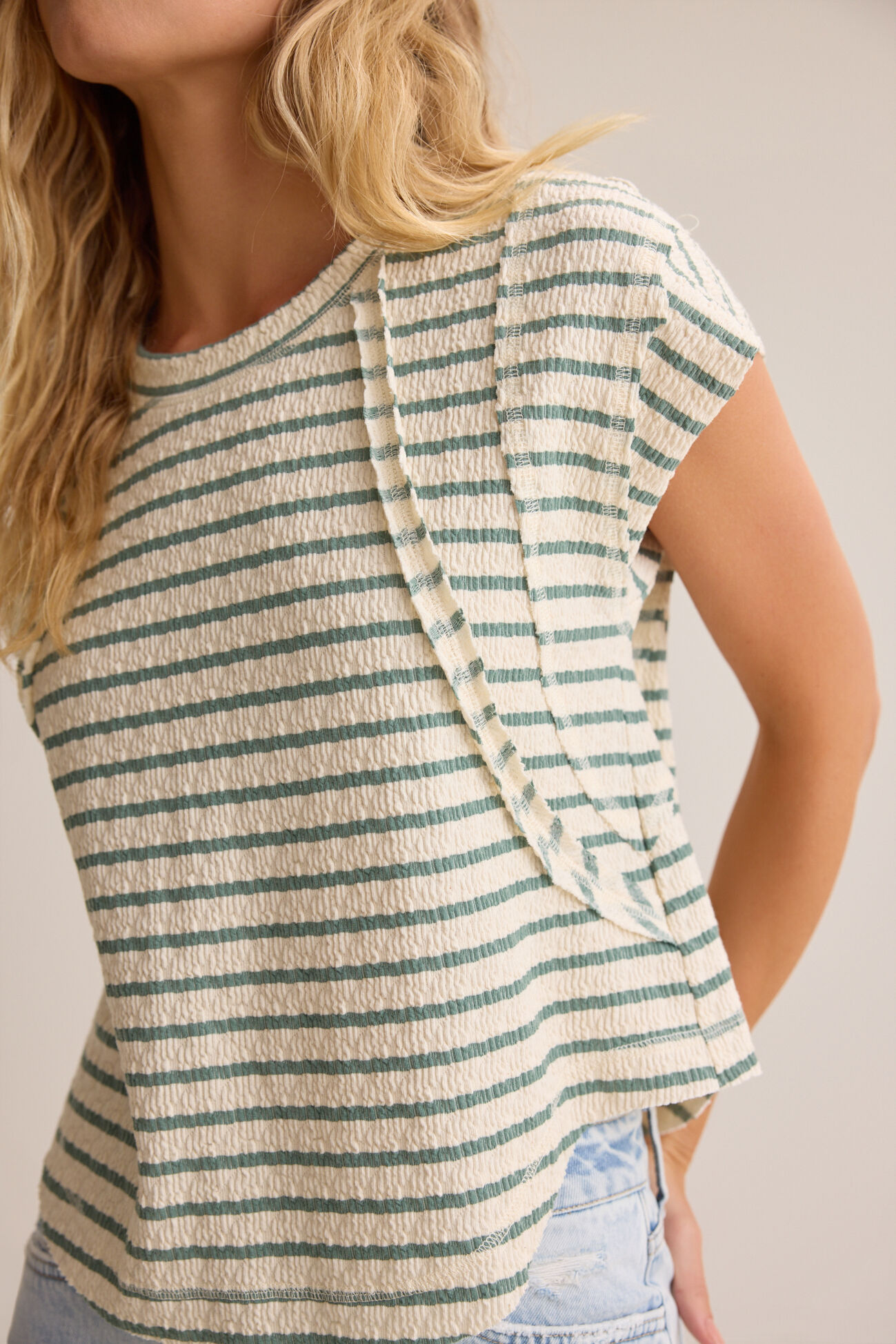 Cressida Stripe Rib Raglan Top