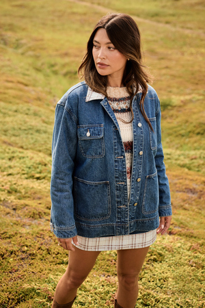 Cambria Plaid Trim Utility Jacket - Altar'd State - 