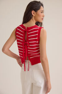 Layla Striped Tie Back Vest Detail 4 - Altar'd State
