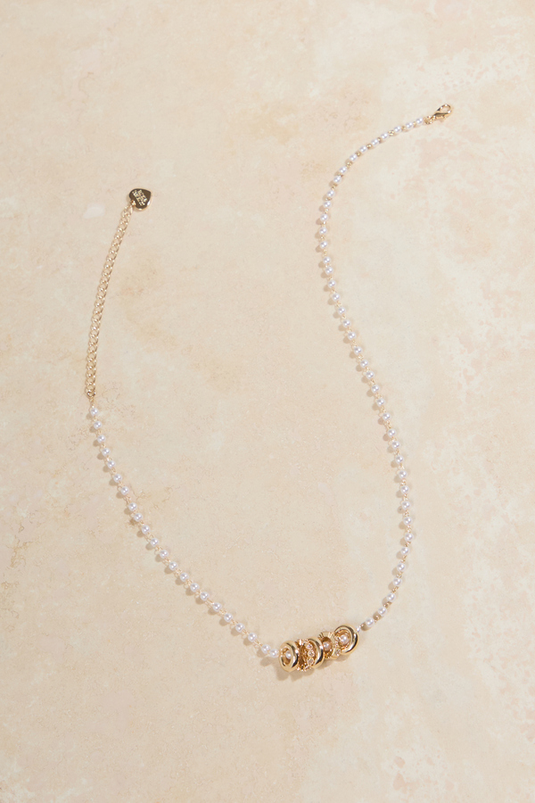 Dainty Pearl Ring Necklace Detail 2 - Altar'd State