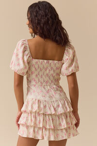 Emerick Puff Sleeve Floral Mini Dress Detail 5 - Altar'd State