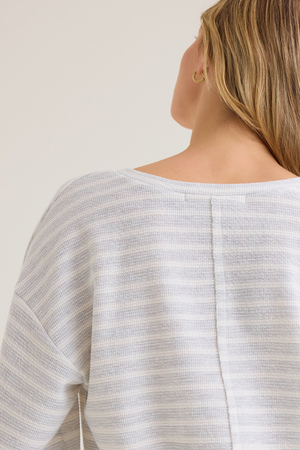 Adrienne Long-Sleeve Urban-Rib Striped V-Neck Boxy Top - Altar'd State
