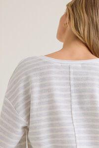 Adrienne Long-Sleeve Urban-Rib Striped V-Neck Boxy Top Detail 7 - Altar'd State