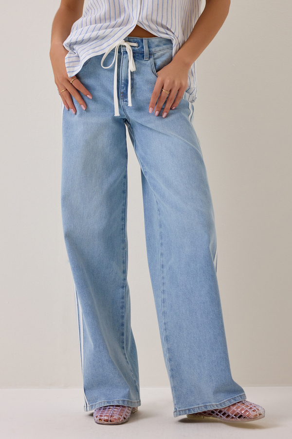 Skylar Side Stripe Jeans Detail 2 - Altar'd State