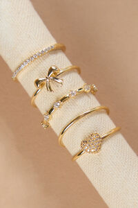 Glitzy Bow and Heart Ring Set - Altar'd State