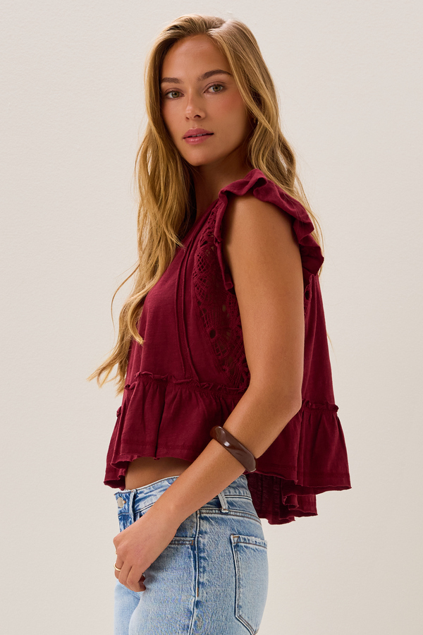Kiki Short Sleeve Crochet Shirt Detail 4 - Altar'd State