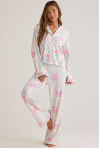 Angelina Patchwork Lounge Top Detail 3 - Altar'd State