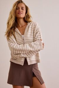 On My Way Stripe Zip Up Sweater Detail 4 - Altar'd State
