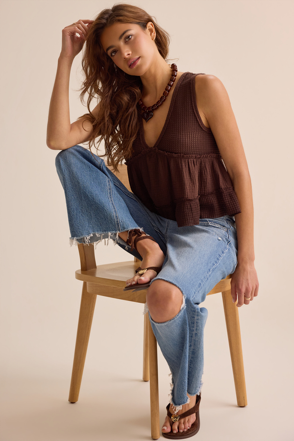 Samara Waffle V Neck Tank Detail 6 - Altar'd State