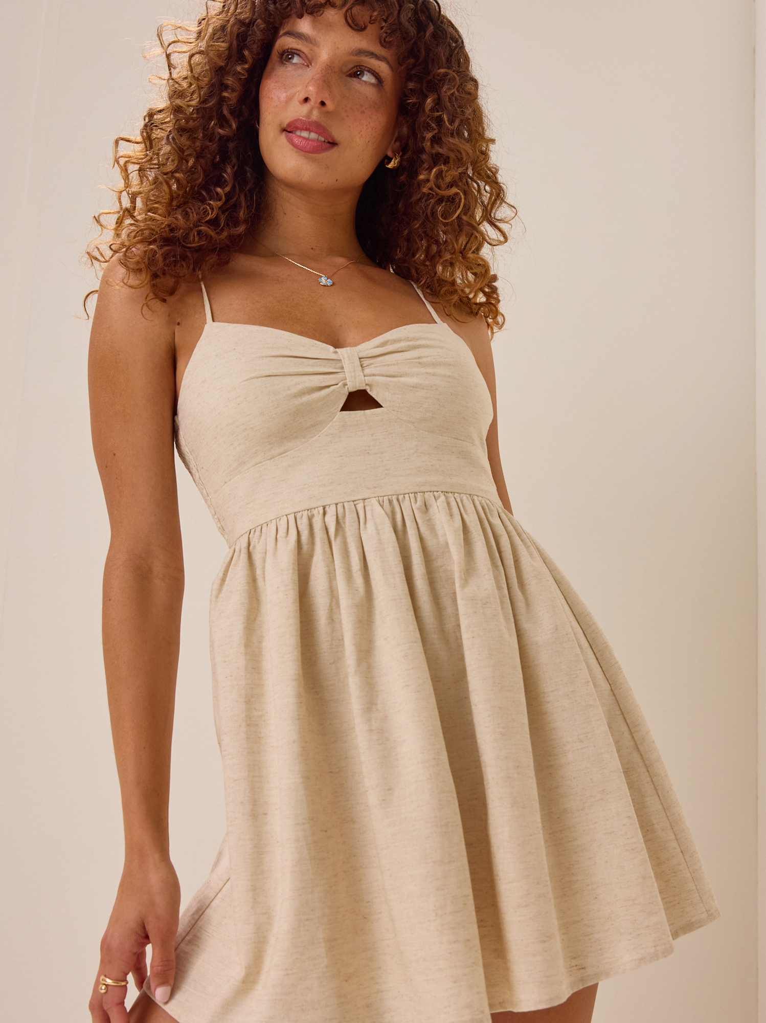 Addie Mini Dress in Oatmeal | Altar'd State
