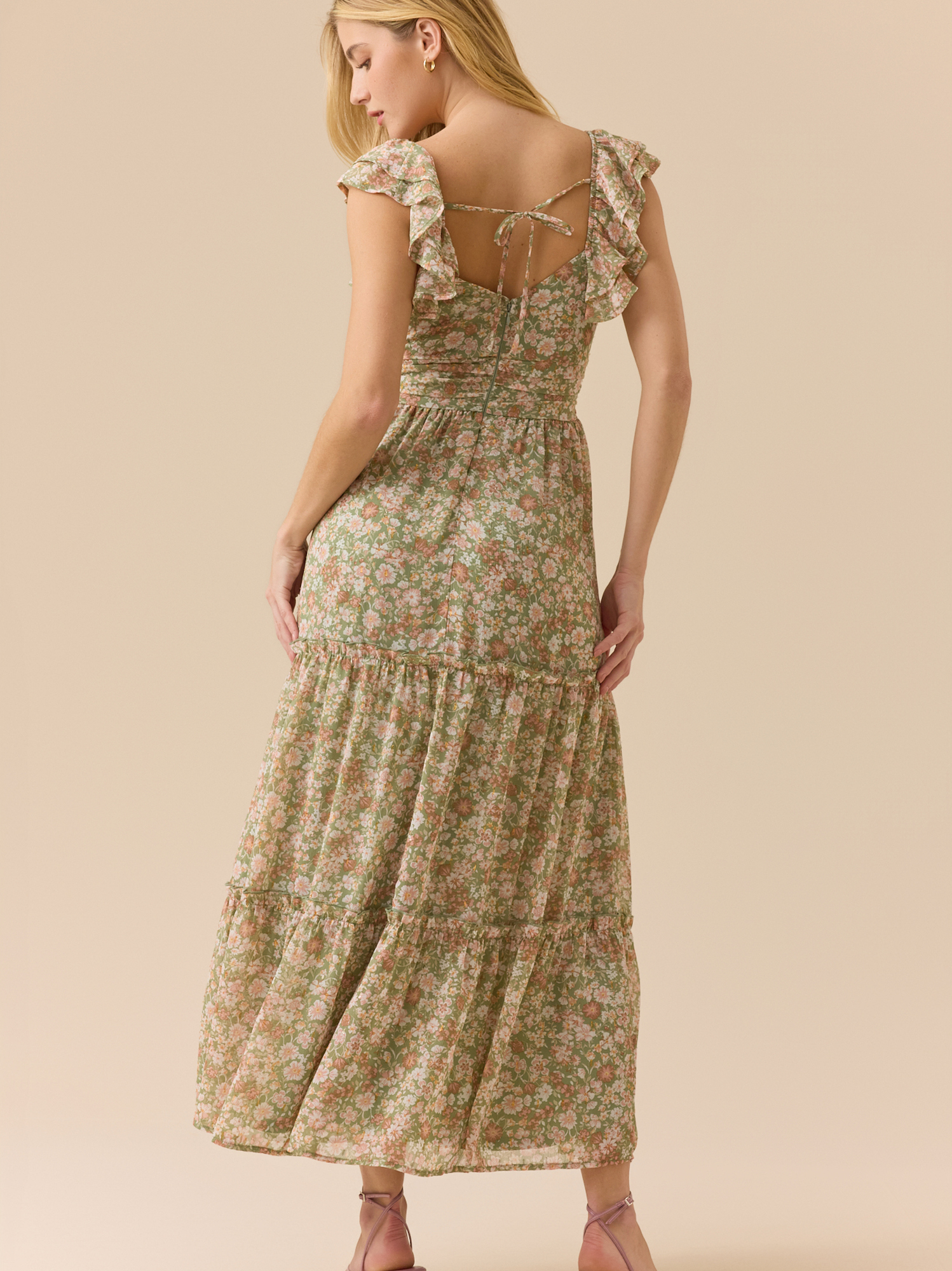 chinese dress ladies Baltic Born Womens Kamila Tulle Maxi Dress | Olive Multi Floral main image 0