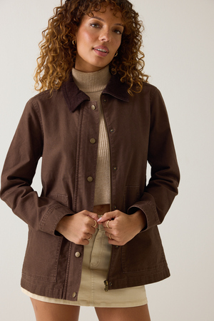 Jacee Canvas Button Down Barn Jacket - Altar'd State - 
