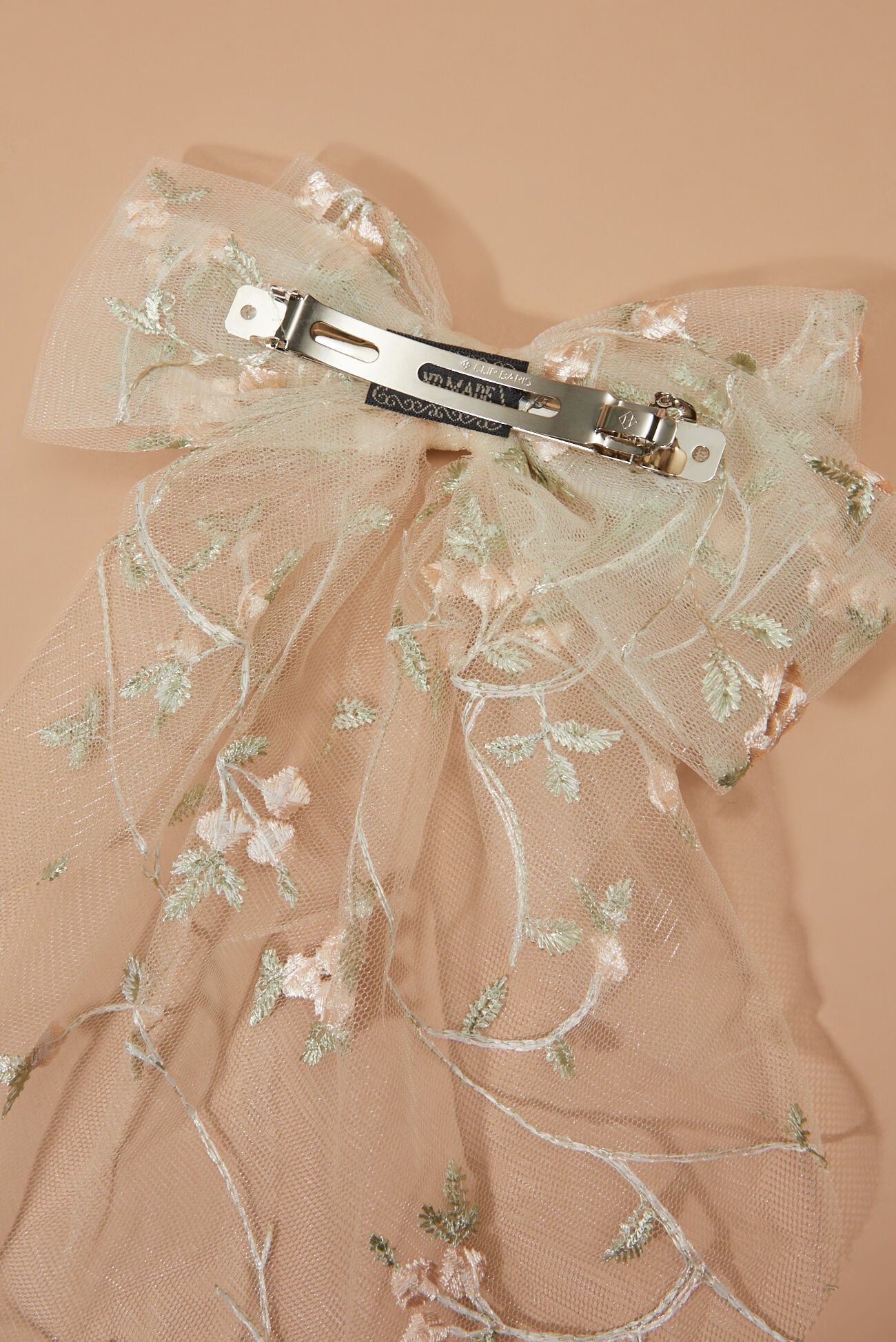 Floral Embroidered Tulle Bow