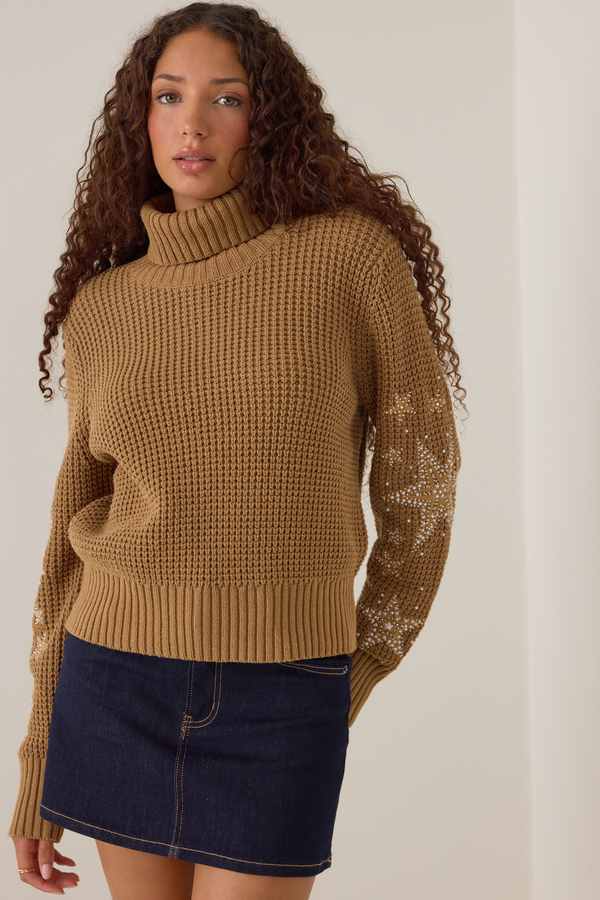 Sedona Star Sleeve Turtle Neck Sweater Detail 2 - Altar'd State