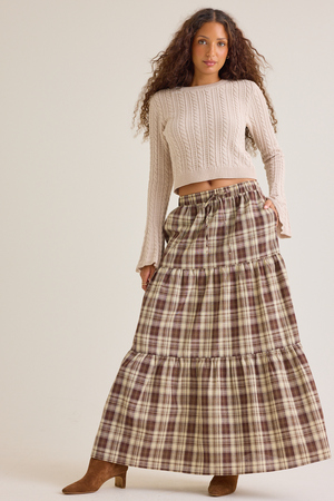 Dorthea Plaid Maxi Skirt - Altar'd State - 