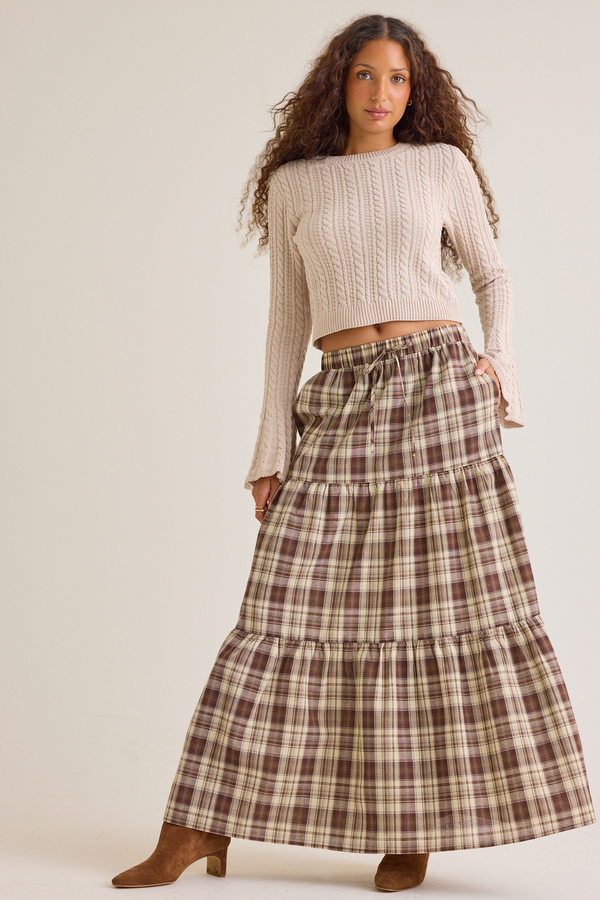 Dorthea Plaid Maxi Skirt - Altar'd State