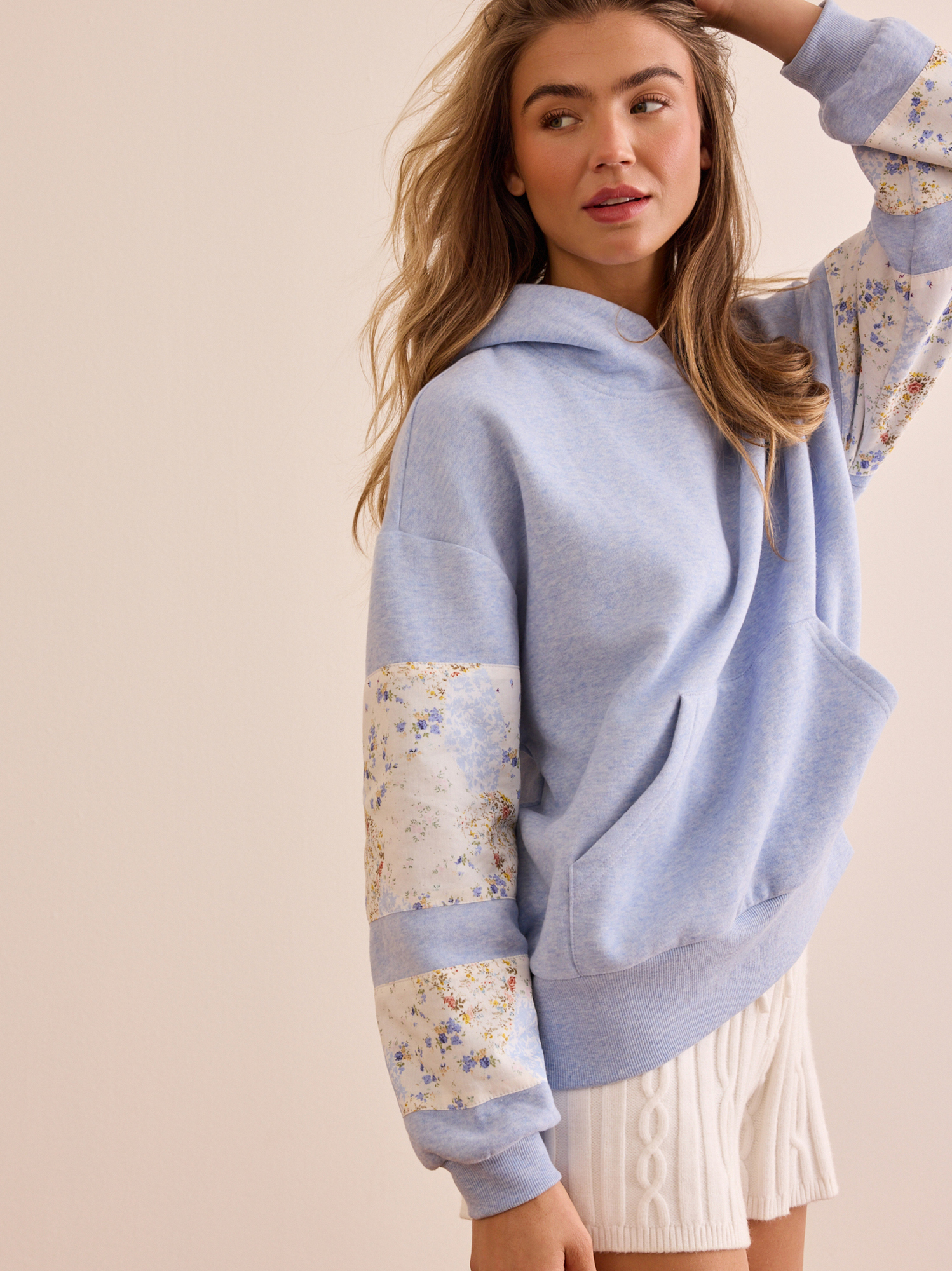 Champ Patchwork Hoodie in Blue Multi | Altar'd State