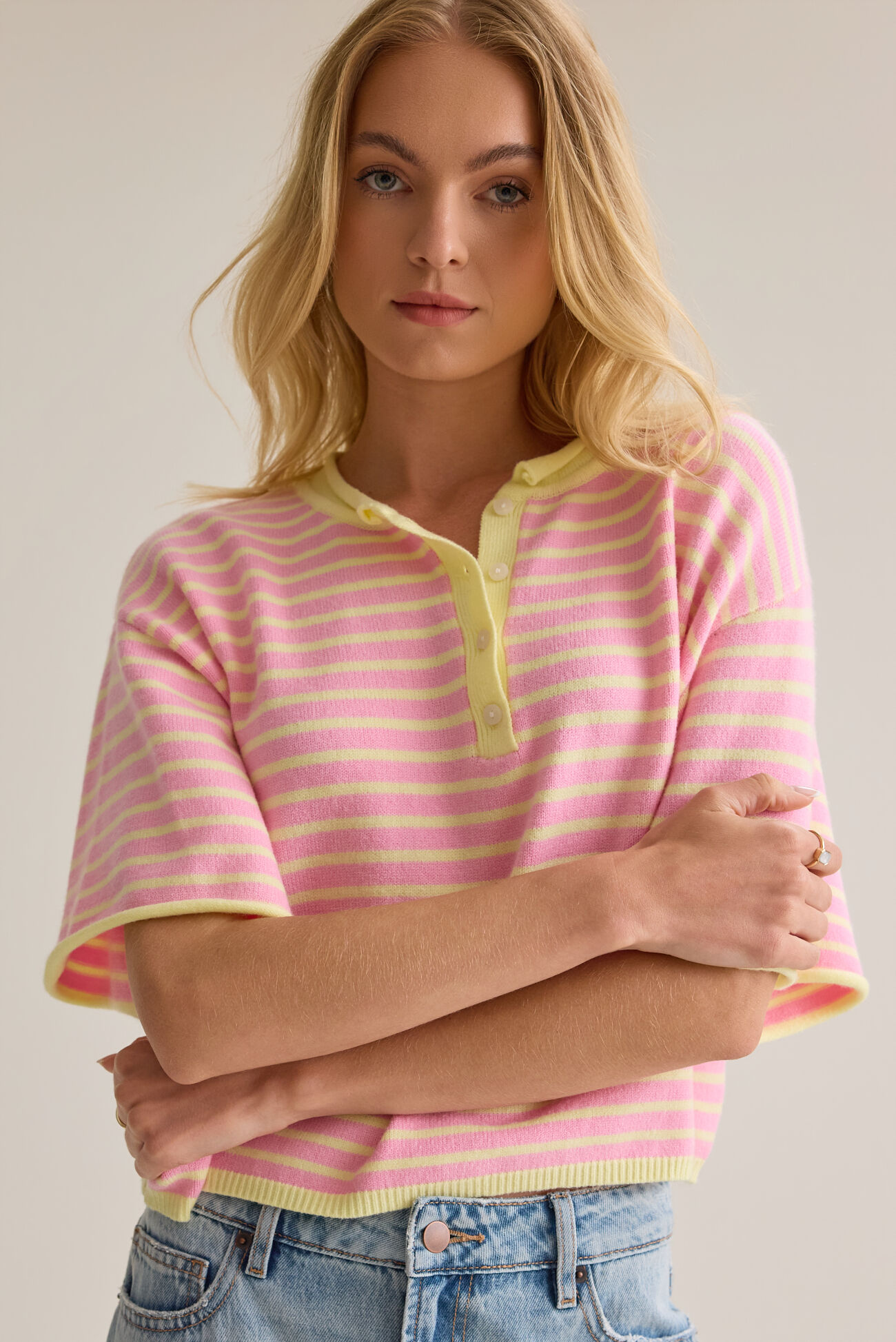 Aspyn Stripe Henley Sweater