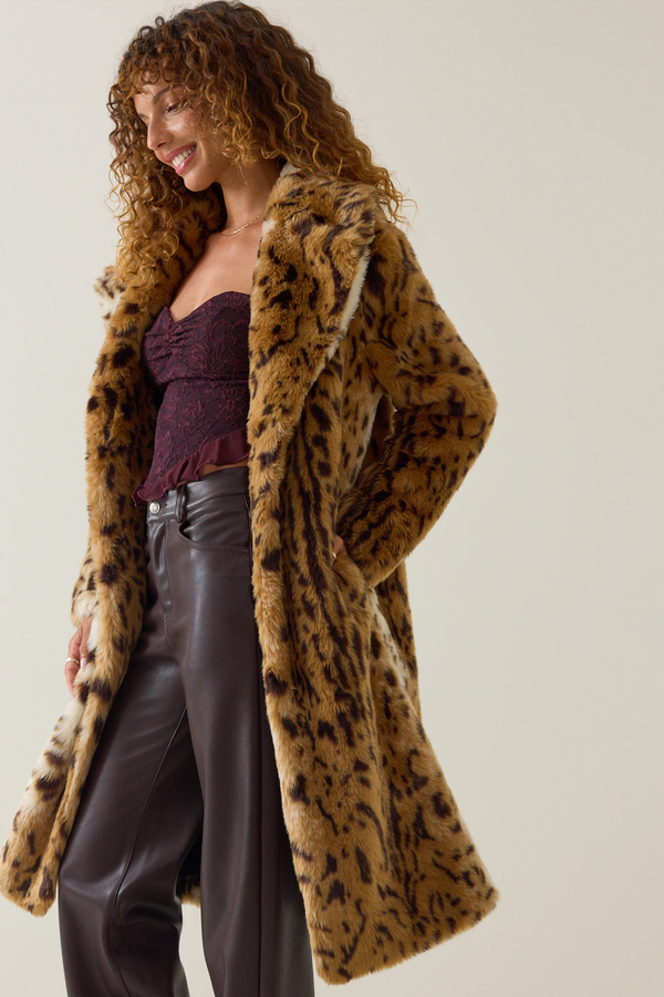 Sherah Cheetah Faux Fur Coat Detail 3 - Altar'd State