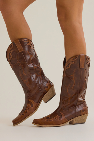 Wylie Dark Tan Western Boot - Altar'd State