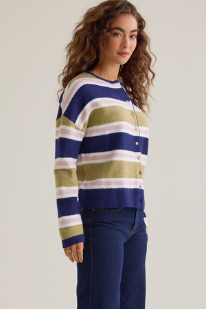Toni Multi Stripe Button Cardigan - Altar'd State - 