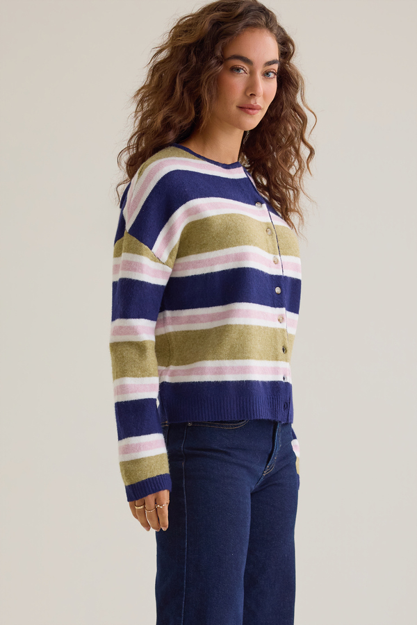 Toni Multi Stripe Button Cardigan Detail 4 - Altar'd State
